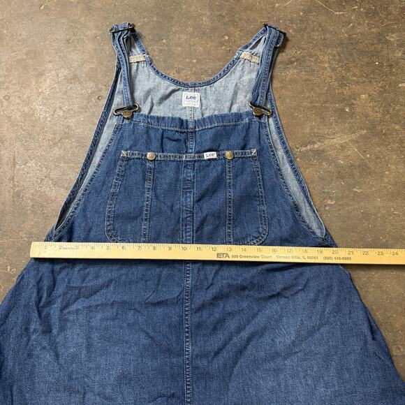 Vintage Lee Denim Overall Jumper Dress Womens Workwear 2X Raw Hem 100% Cotton - Picture 7 of 10